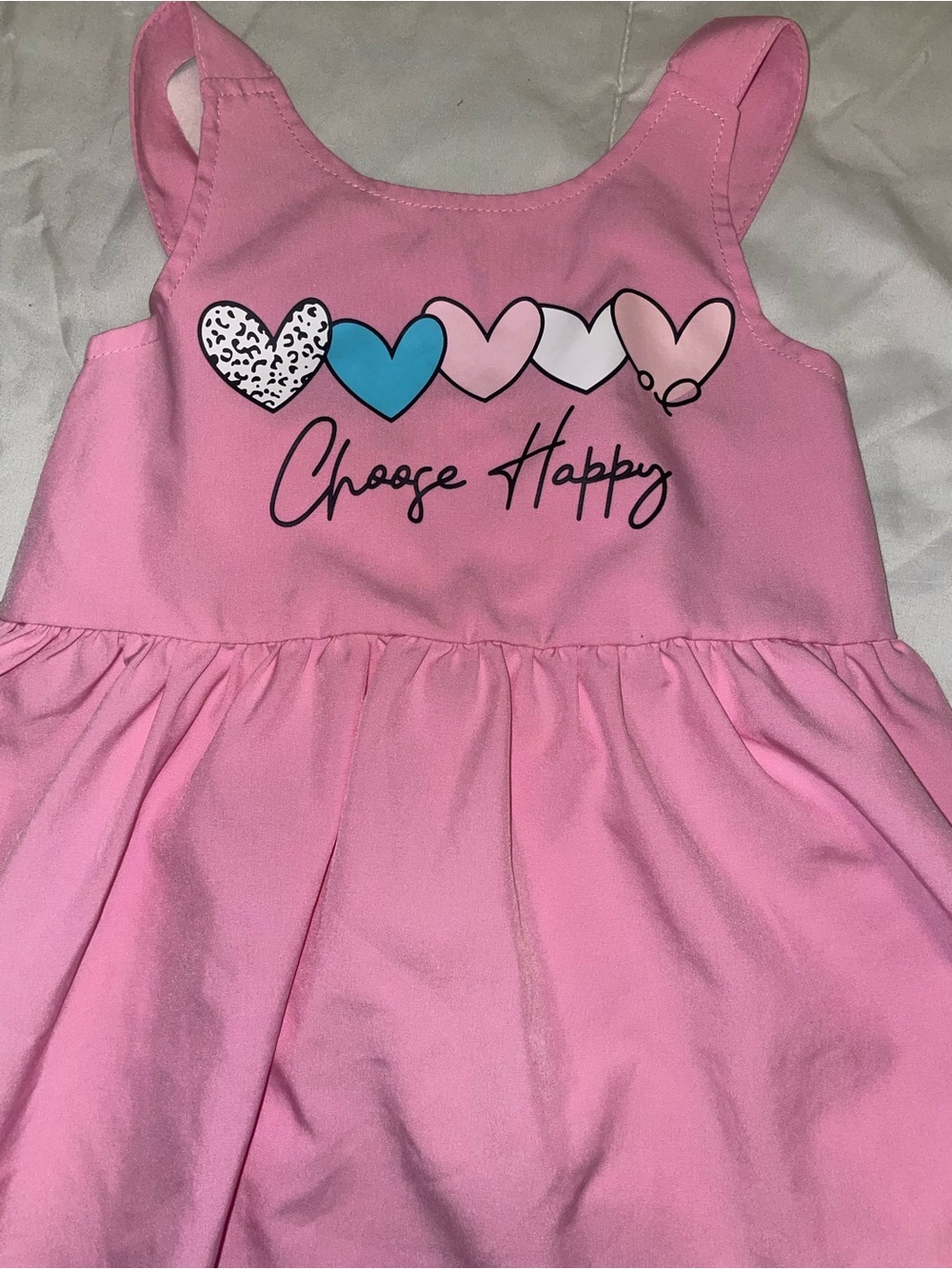 Choose Happy Pink Heart Baby Doll Tank